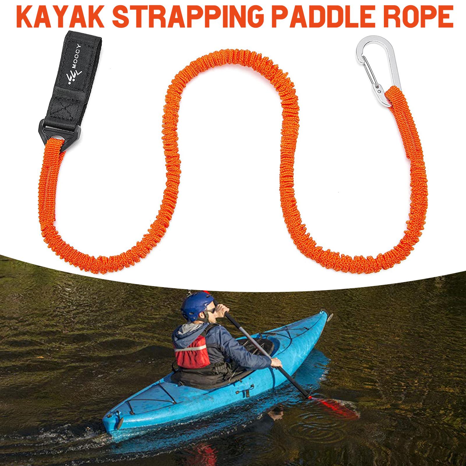 Fishing Kayak Paddle Leash - Verstelbare elastische kajakpeddelriem met veiligheidshaak Opgerolde