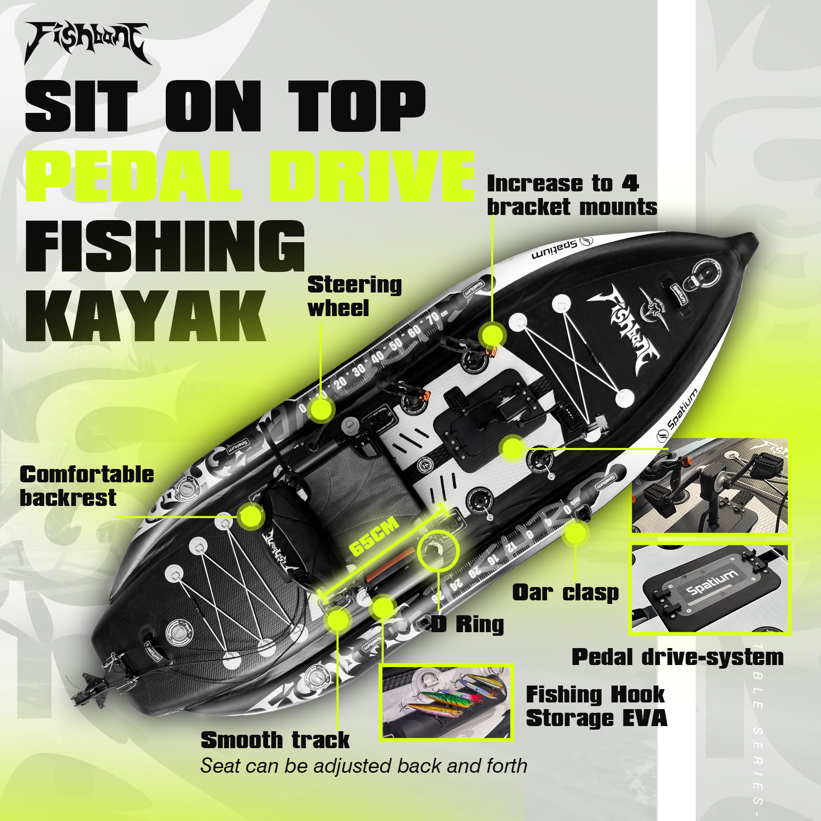 Spatium Viskajaks met pedaal a - Fishing Kayak Sit On Top recensie en prijs